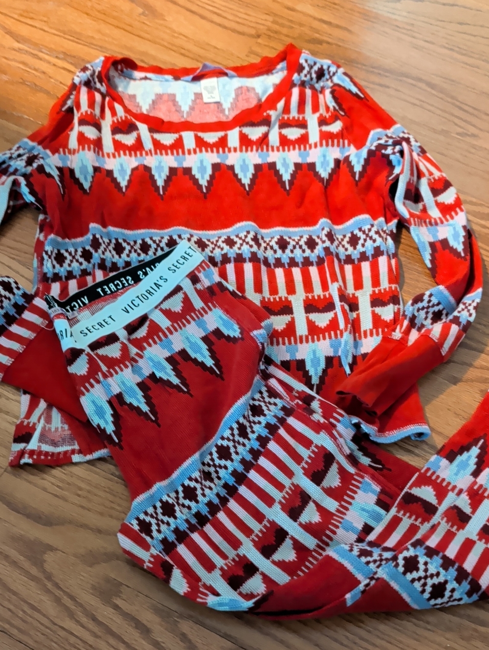 Victoria's Secret Red Fair Isle Two-Piece Pajama Set